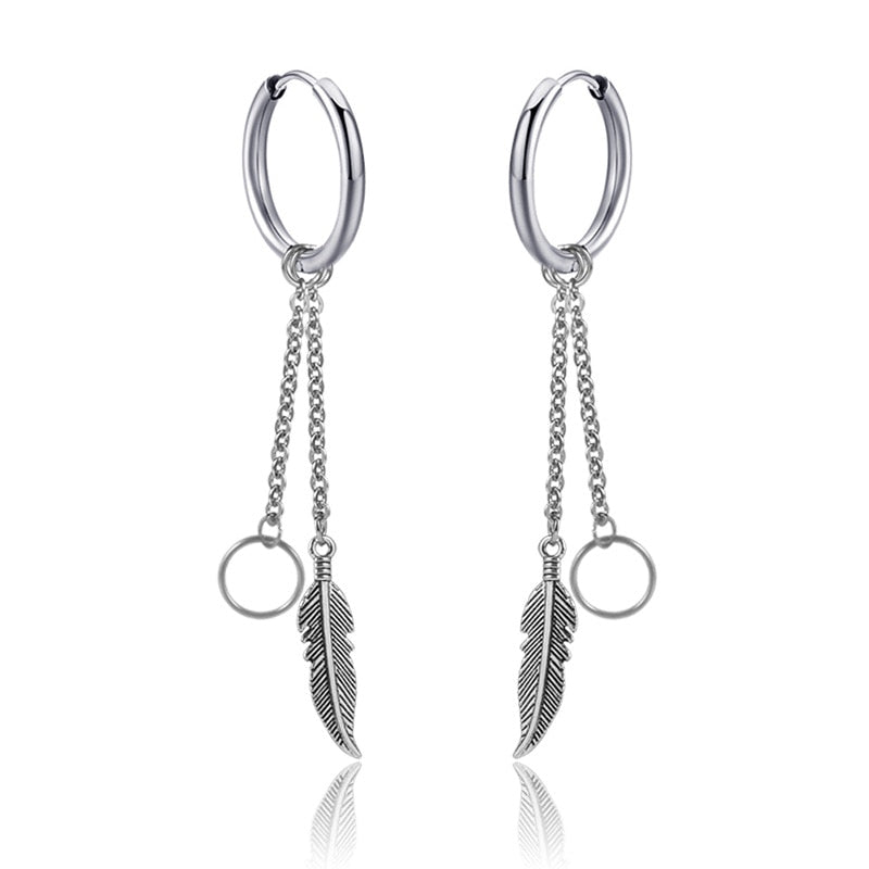 Gothic Chain Hoop Earrings with Multiple Pendant Designs