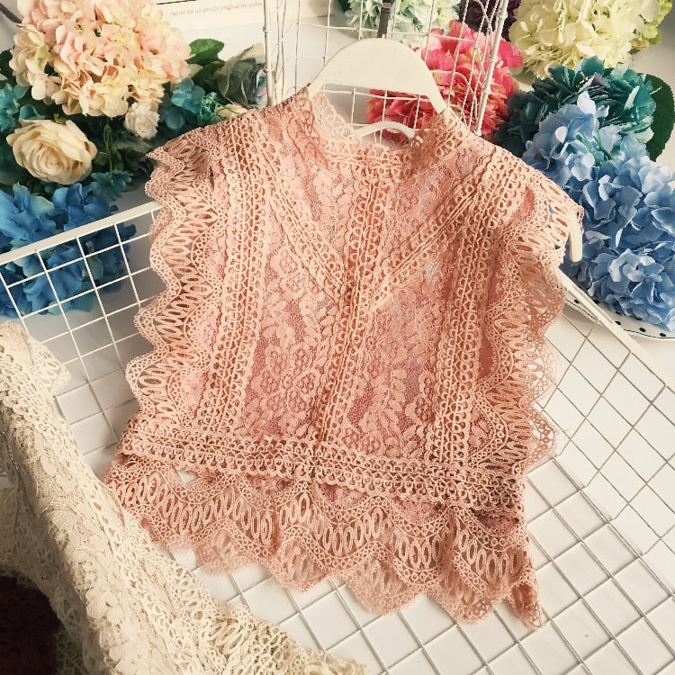 Gothic Short Sleeve Lacework Pullover Tank Vest