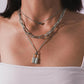 Hip Hop Multi Layers chain necklace with heart lock