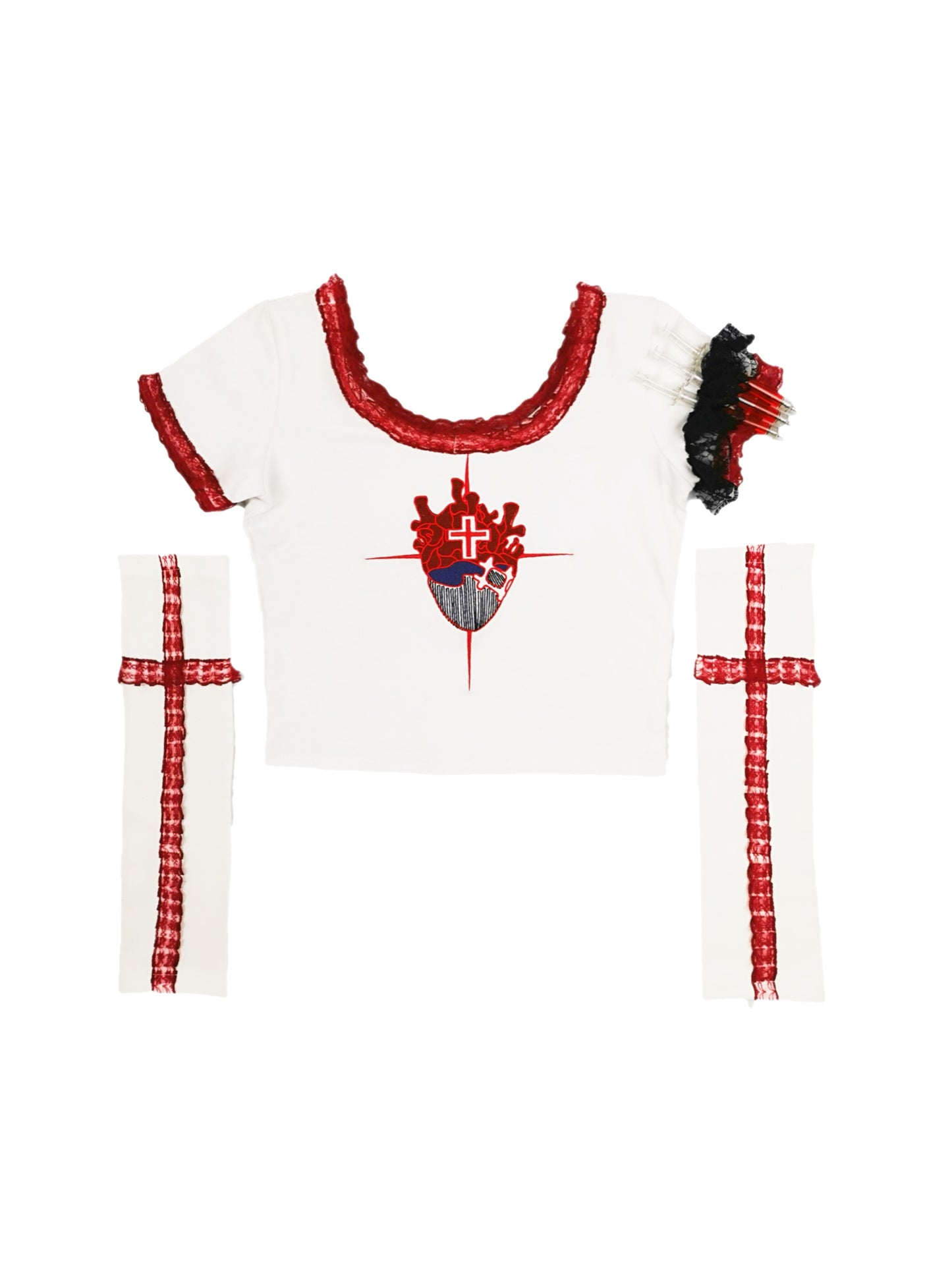 Gothic Japanese Design Embroidered Crop Top