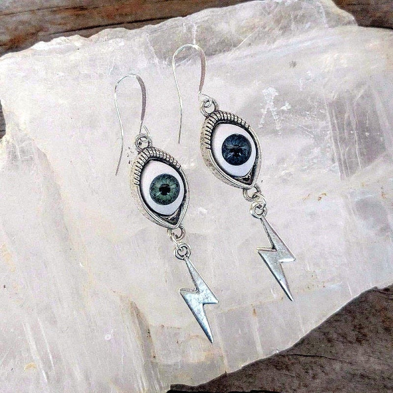 Gothic Evil Eyes and Lightning Earrings