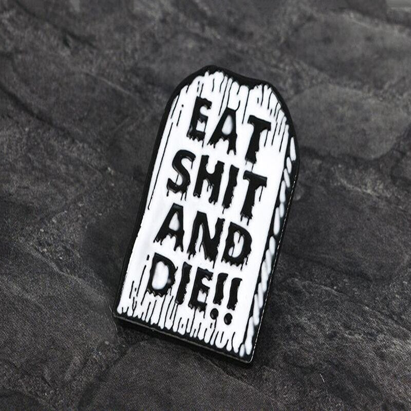Gothic White Tombstone Brooch