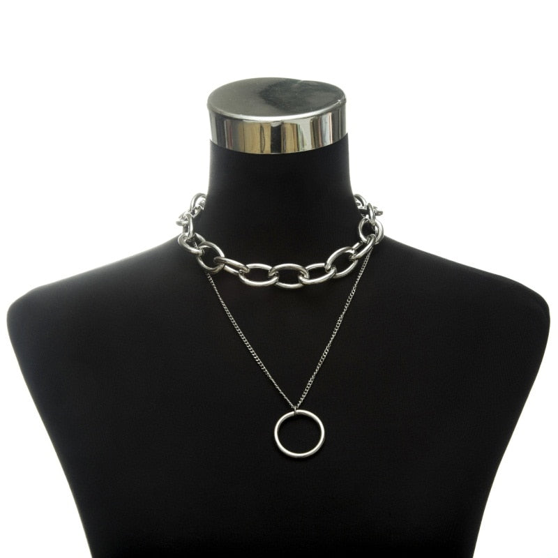 Gothic Choker Necklace - Chunky Chain with Multiple Pendant Options