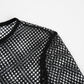 Sexy Mesh Crop Top Tee Shirt with Hollow Out Design