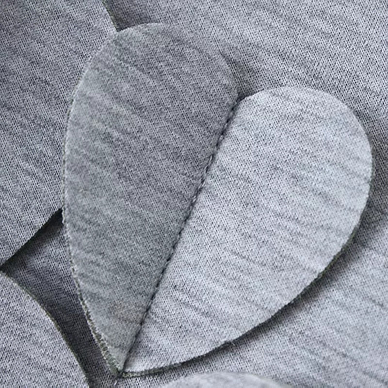Heart Design Cotton Gray Sweatshirt for Women