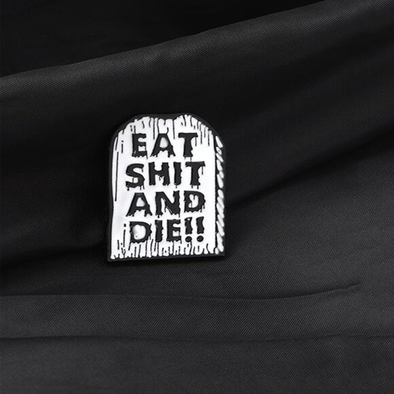 Gothic White Tombstone Brooch