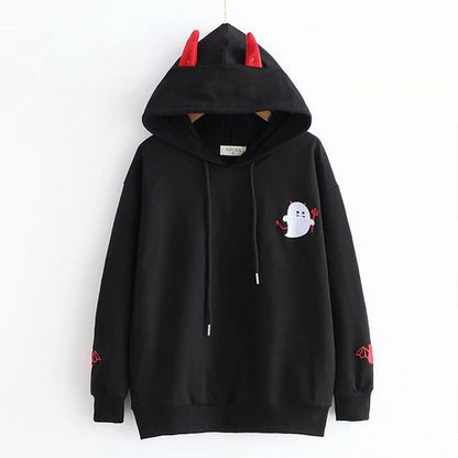 Harajuku Hoodies with Little Devil Horns