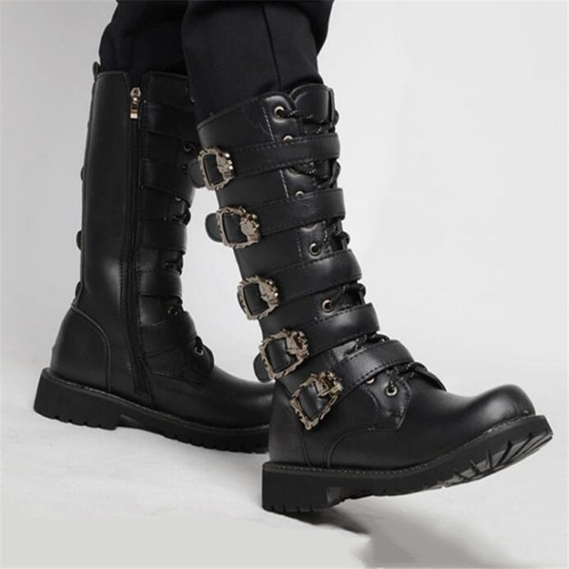 Gothic Military Combat Leather Boots