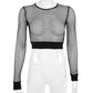 Sexy Mesh Crop Top Tee Shirt with Hollow Out Design