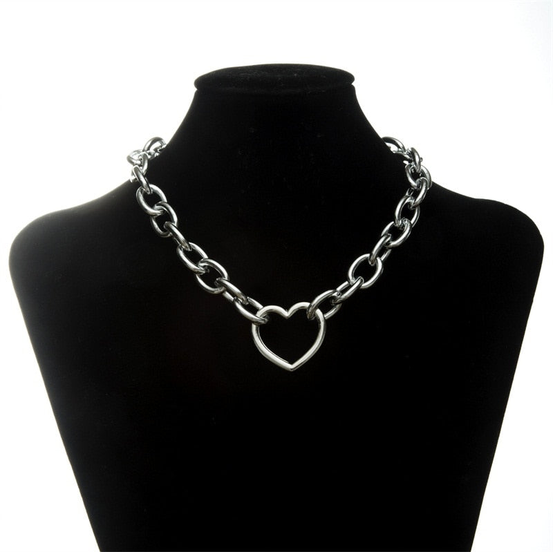 Gothic Choker Necklace - Chunky Chain with Multiple Pendant Options