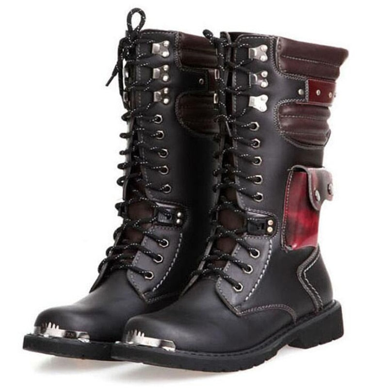 Gothic Military Combat Leather Boots