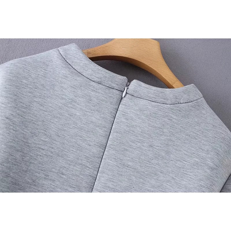 Heart Design Cotton Gray Sweatshirt for Women