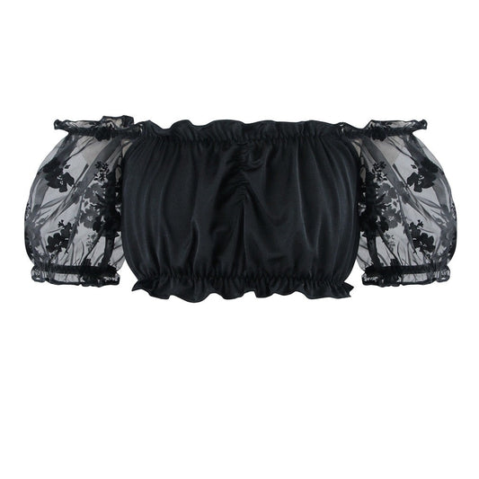 Gothic Lace Off-Shoulder Crop Top with intricate lace detailing