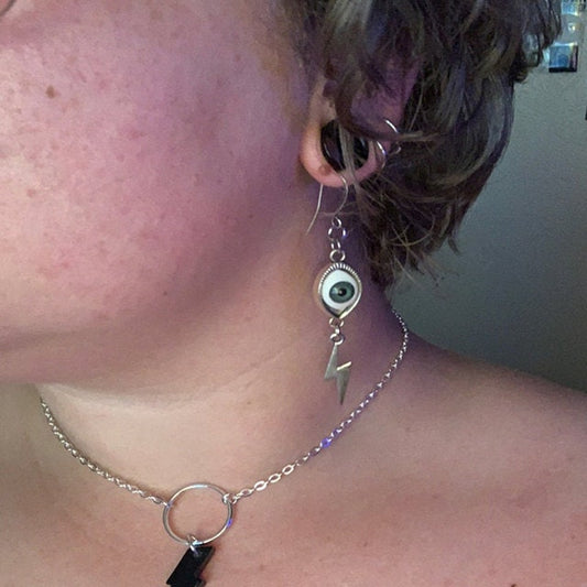 Gothic Evil Eyes and Lightning Earrings