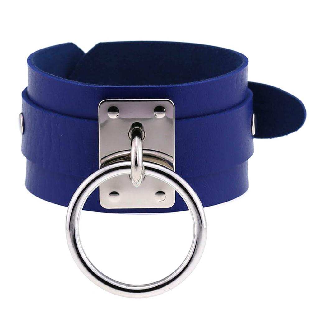 Emo Gothic Leather Wristband with Metal Pendant