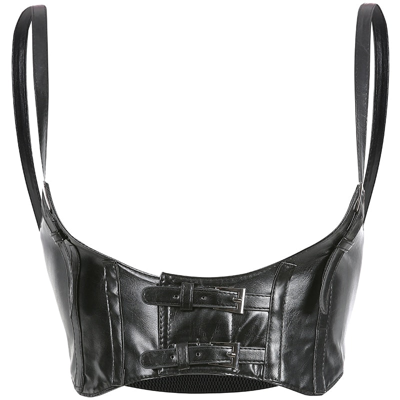 Gothic PU Leather Buckle Corset