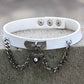 Gothic White Leather Choker Necklace with Multiple Spikes and Pendant Designs