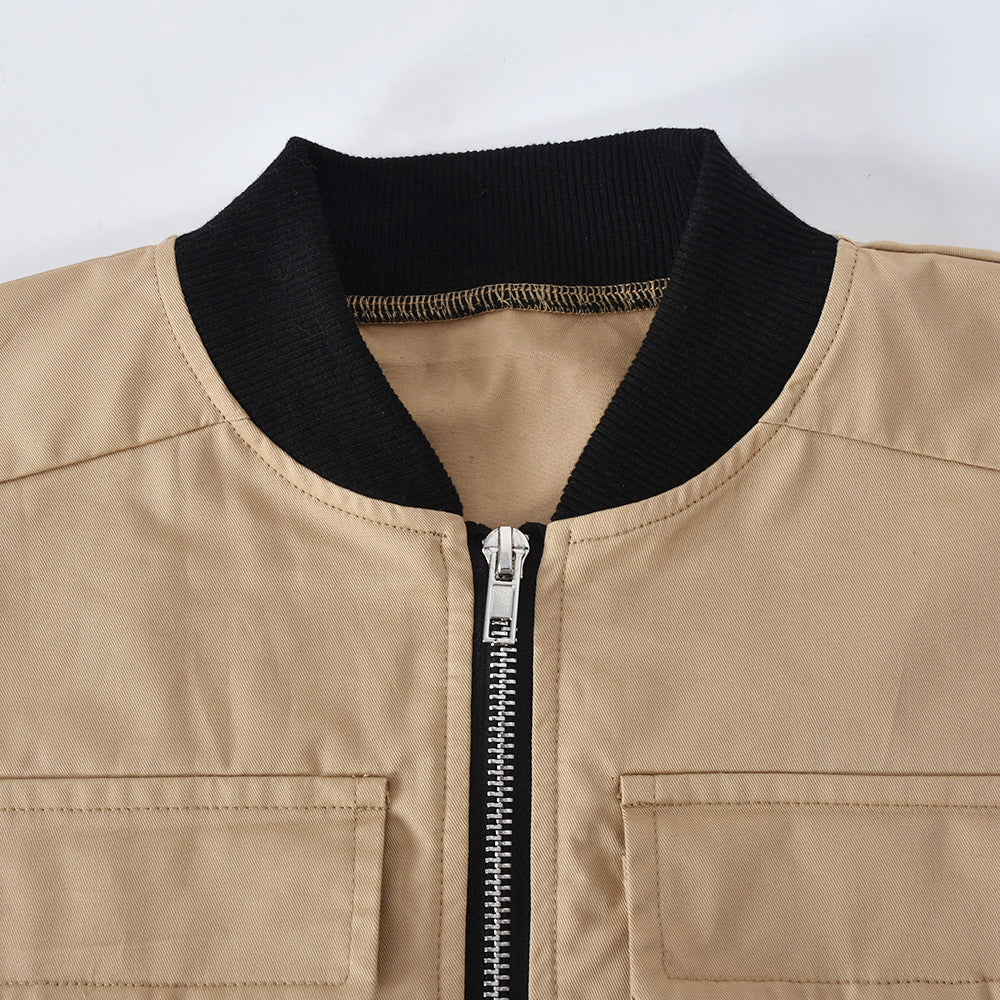 Sexy Cropped Jackets with Pockets and Zipper