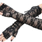 Punk Elbow-Arm Warmer Gloves with Fishnet Mesh and Laces