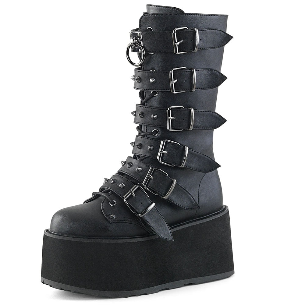 Gothic Mid Calf Boots for Women