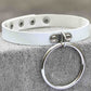 Gothic White Leather Choker Necklace with Multiple Spikes and Pendant Designs