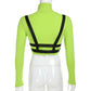 "Express your unique style with this Gothic Moto&Biker Buckle Belt Crop Top - a fusion of moto and gothic elements."