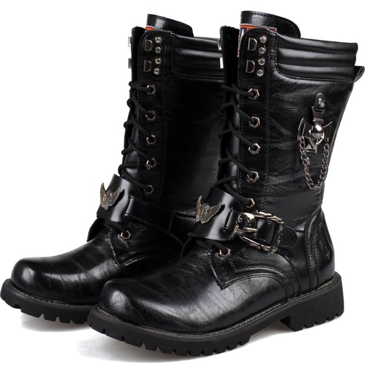 Gothic Military Combat Leather Boots