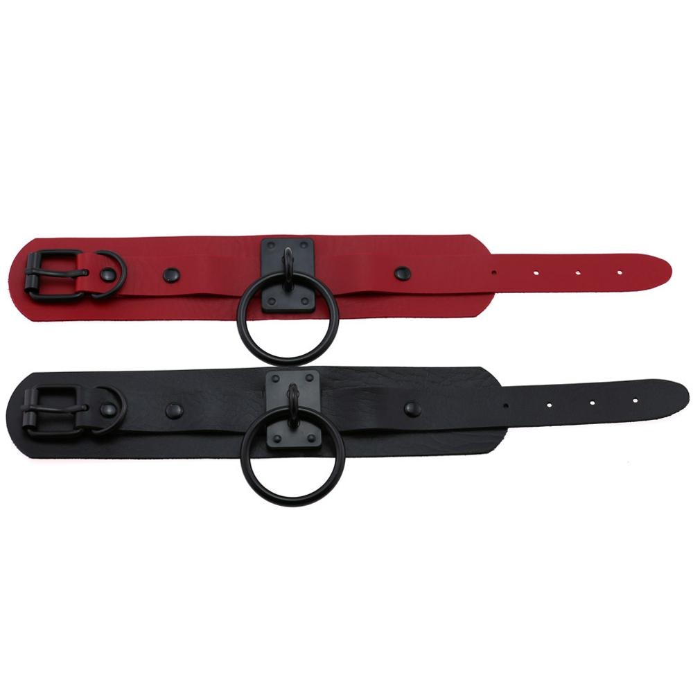 Gothic Leather Wristband with Circle Pendant