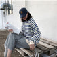 Gothic Japan style Stripe Cotton Hoodie for Women