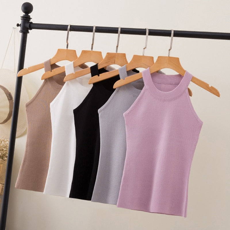Summer Slim Knitting Halter Camisole Tops