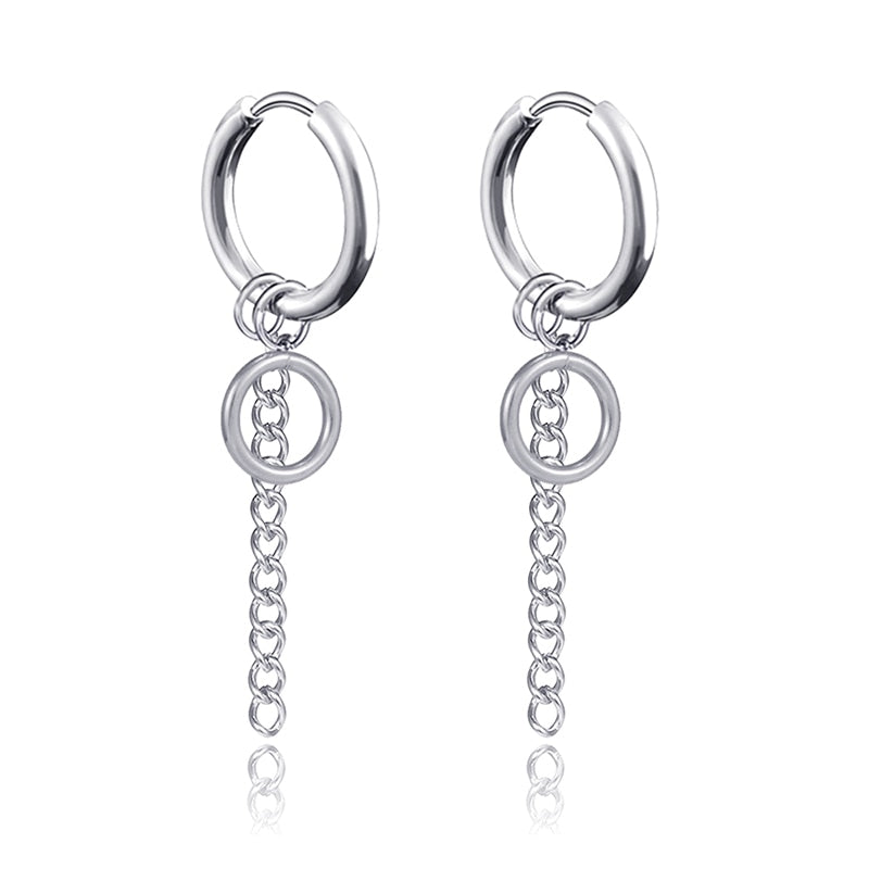 Gothic Chain Hoop Earrings with Multiple Pendant Designs