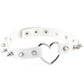 Gothic White Leather Choker Necklace with Multiple Spikes and Pendant Designs