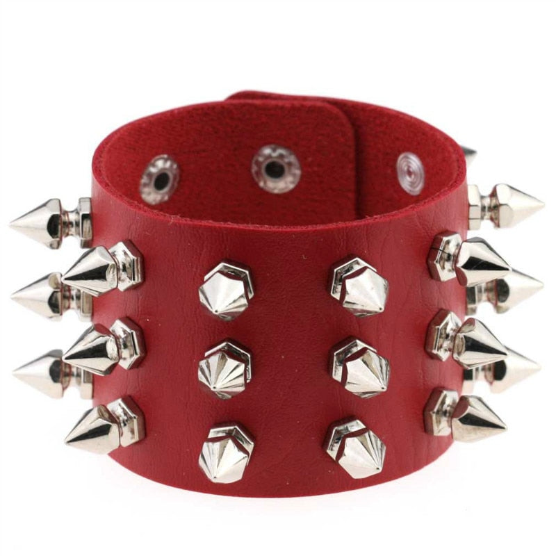 Gothic Black Leather Wristband
