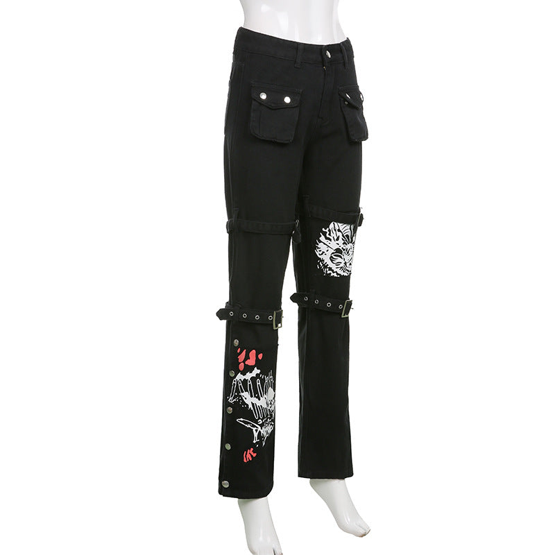 Gothic Emo Alt Cargo Pants Techwear