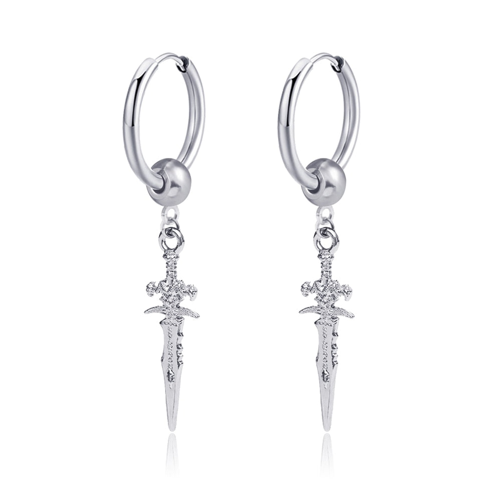 Gothic Chain Hoop Earrings with Multiple Pendant Designs