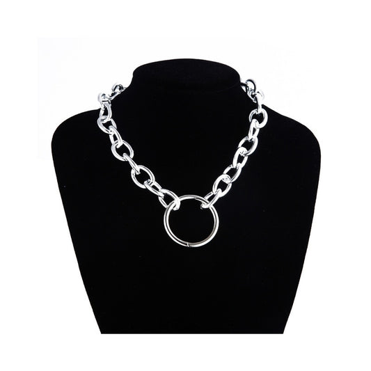 Gothic chain Choker Necklace Circle rock