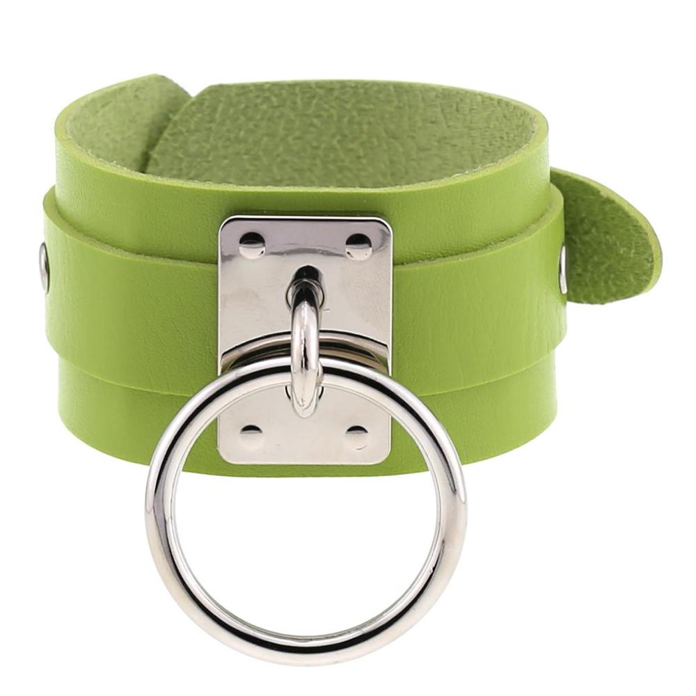 Emo Gothic Leather Wristband with Metal Pendant