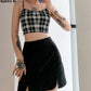 Fashionable Gothic Two Piece Set - Step up your fashion game with this trendy and chic two-piece set, including a plaid camisole and skirt.