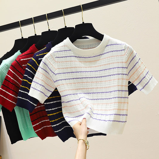 Striped Knitted Crop Top