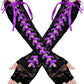 Punk Elbow-Arm Warmer Gloves with Fishnet Mesh and Laces