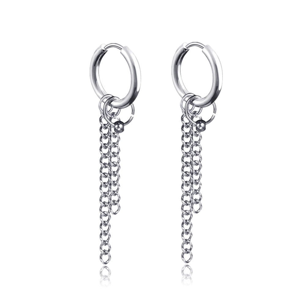 Gothic Chain Hoop Earrings with Multiple Pendant Designs