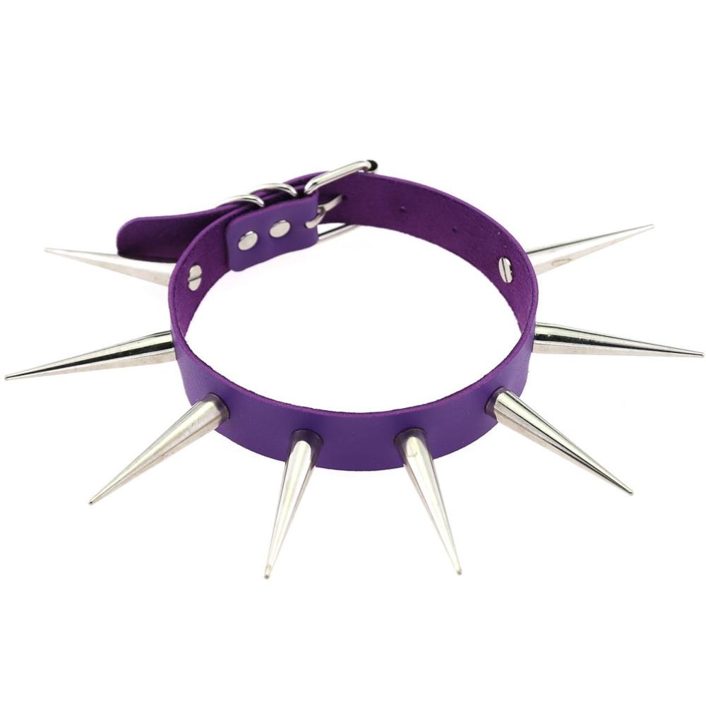 Gothic Choker Necklace - Big Long Spikes with Rivets