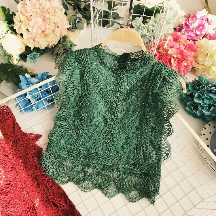Gothic Short Sleeve Lacework Pullover Tank Vest
