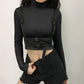 Channel your inner badass with this Gothic Moto&Biker Buckle Belt Crop Top - a perfect choice for a bold and fearless look."