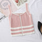 Striped Zipper Crop Top Tank