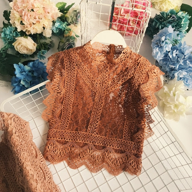 Gothic Short Sleeve Lacework Pullover Tank Vest