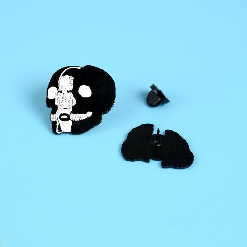 Gothic Skull Face Puzzle Lapel Pin