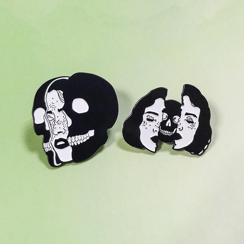 Gothic Skull Face Puzzle Lapel Pin