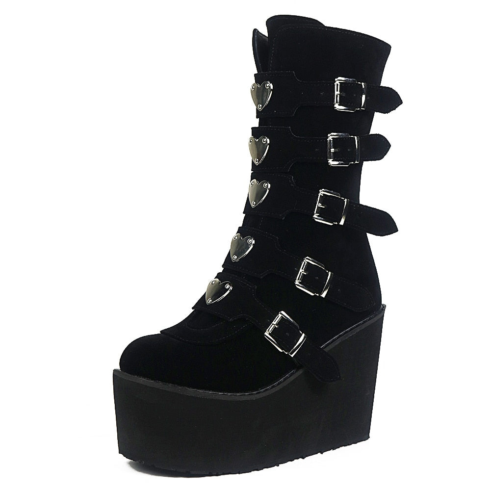 Gothic Mid Calf Boots for Women