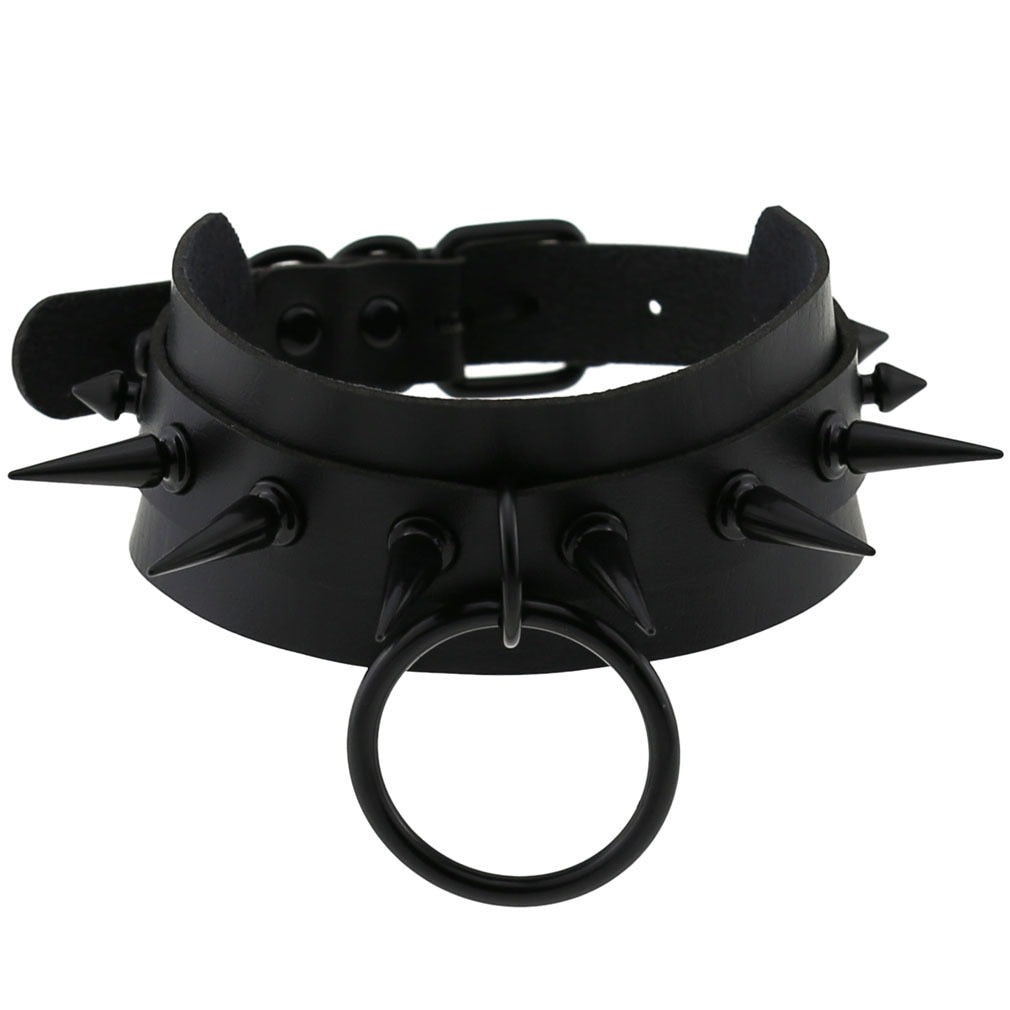 Gothic Choker Strap Necklaces with Multiple Spike and Pendant Designs